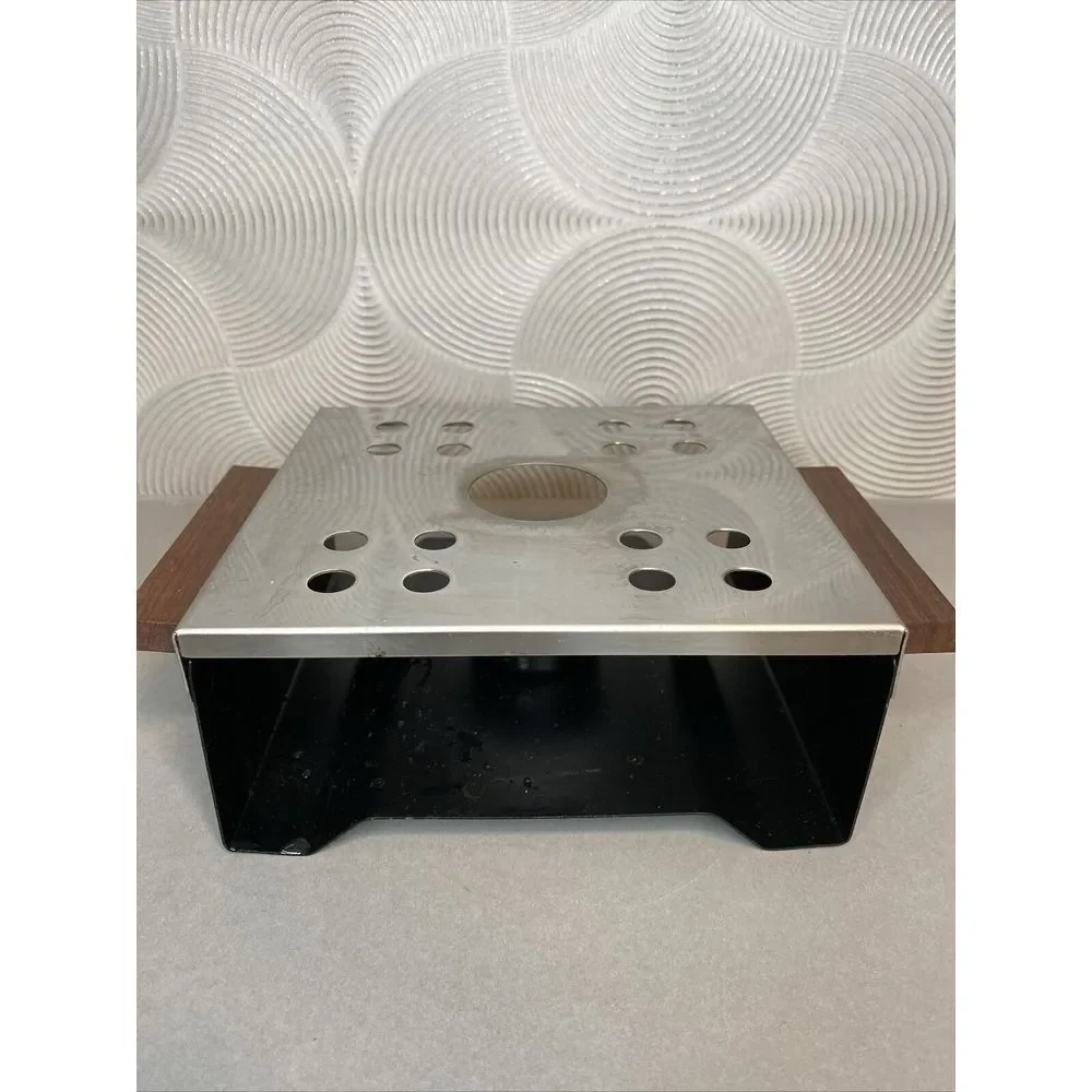 Vintage Food‎ Warmer Yax Stainless Steel Wood Handle One Candle Hot Plate Boxed